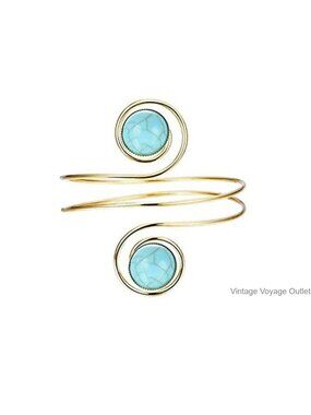 Gold Plated Adjustable Upper Arm Cuff Bracelet Open Bangle Minimalist Jewelry